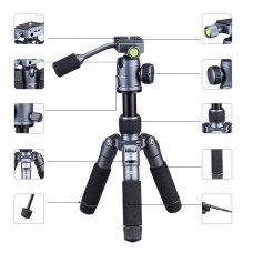 Carbon Gray GT225A+QB10 Desktop Photography Tripod + Gimbal with Handle Portable Cellphone Live Streaming Holder