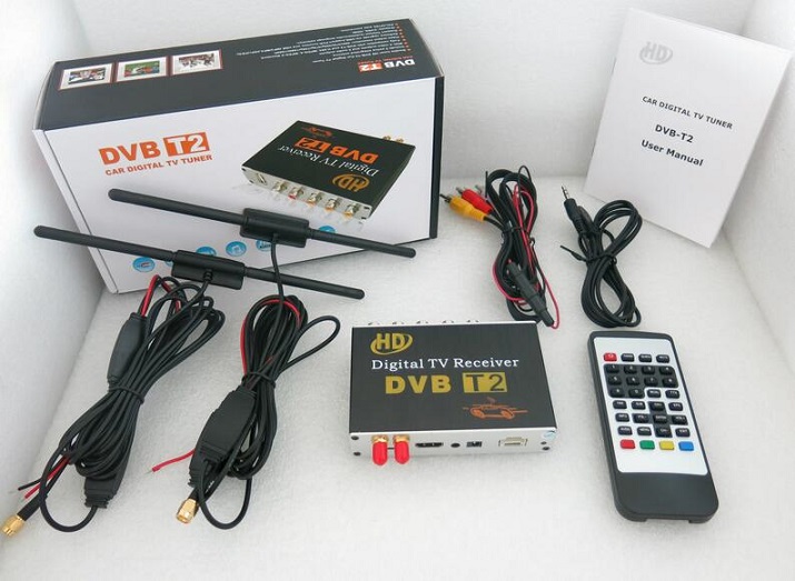 Coche DVB-T2 4 Sintonizador 4 Antena Receptor de TV digital para móvil  automático de alta velocidad con reproductor de películas USB Salida HDMI  HDTV DVB-T24
