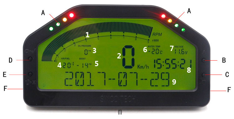 DO904 Dash Race Display Bluetooth Sensor KIT,Dashboard LCD Screen;Gauge Meter
