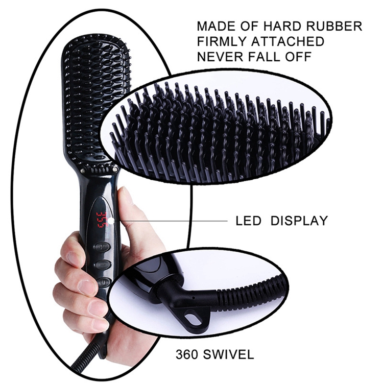 Electric Hair Straightening Brush Straightening Comb with LCD Display