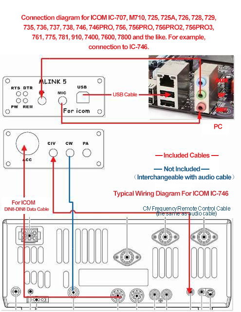 2020 Version U5 Link For ICOM Radio Connector with Power