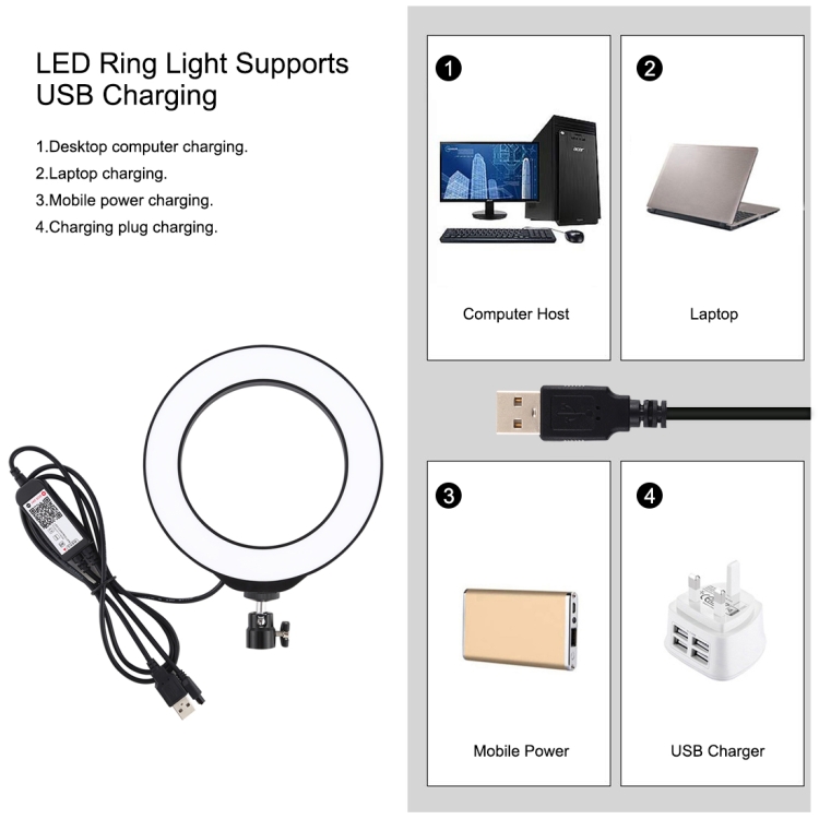 LED Selfie Ring Light w/Tripod Stand Dimmable For Phone ...