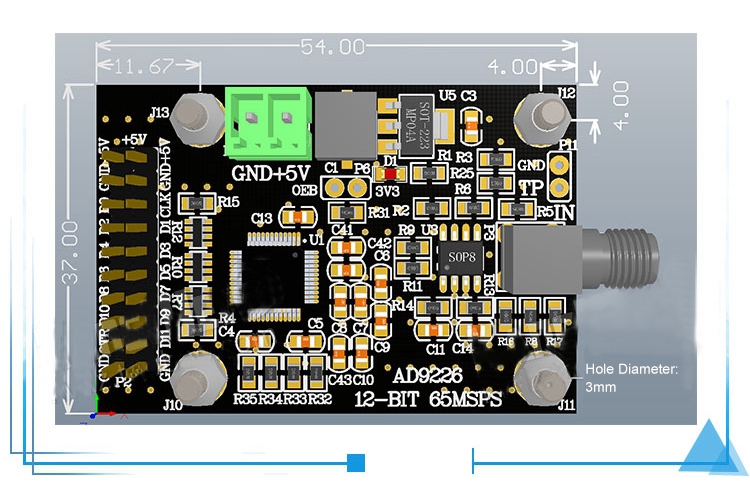 AD9226 QFP48 Version High-Speed ADC Module 65M Sampling Data