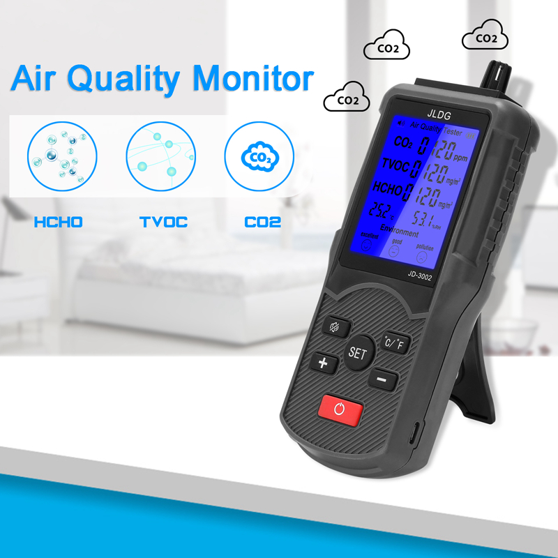 JD-3002 Air Quality Tester CO2 TVOC HCHO Meter Temp Humidity Monitor Assistant 