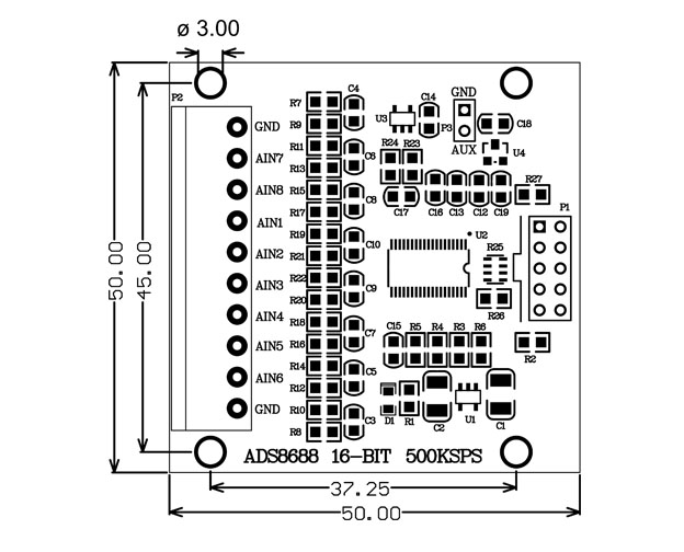 ADS8688 16-Bit 500KSPS Data Acquisition Module Single