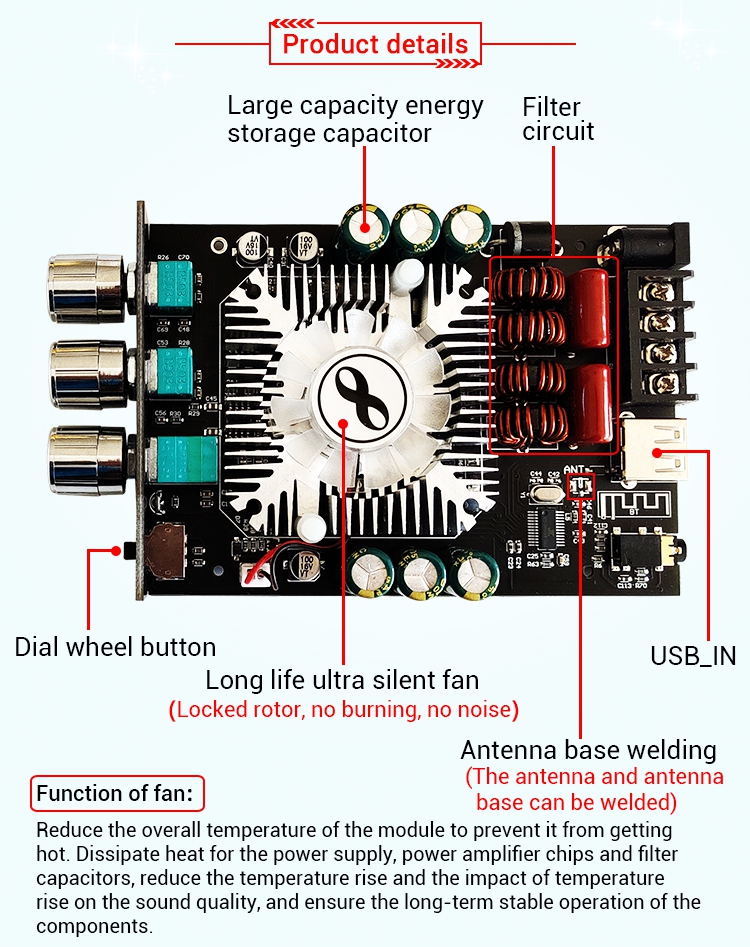 Technical PITCH Bluetooth ボール M ZK-1602T Bluetooth 5.0 Audio Power Amplifier Board 160Wx2