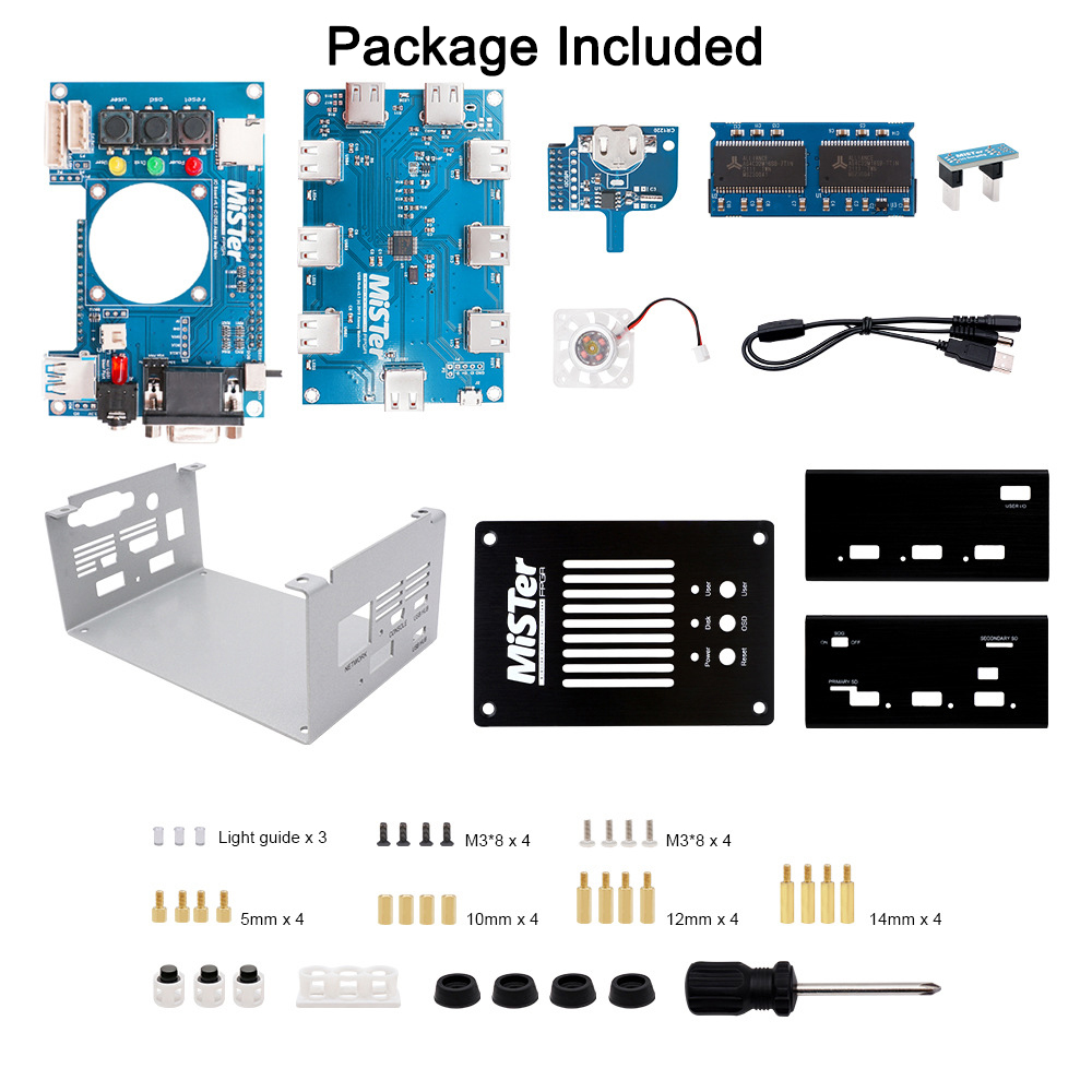 Mister FPGA IO Board Metal Shell w/ USB Hub RTC Board Fan
