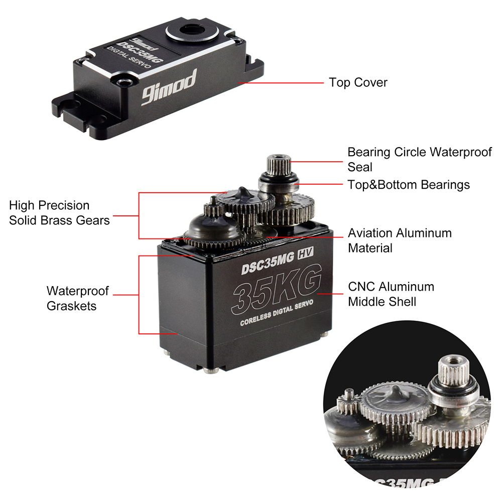 9imod 35KG 360° Cordless Digital Servo High Voltage Servo Metal Gear