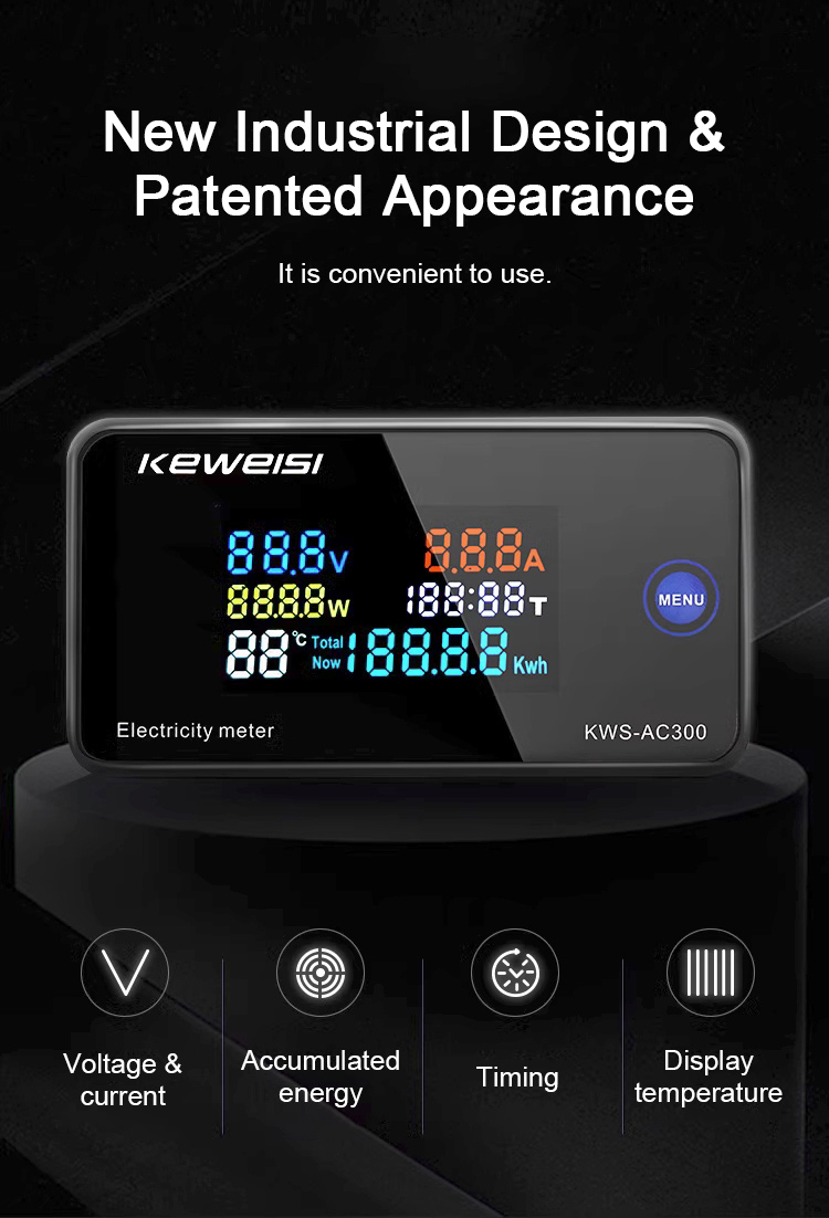 KEWEISI KWS-AC300-100A 6-in-1 Electricity Meter Electric Energy Meter ...