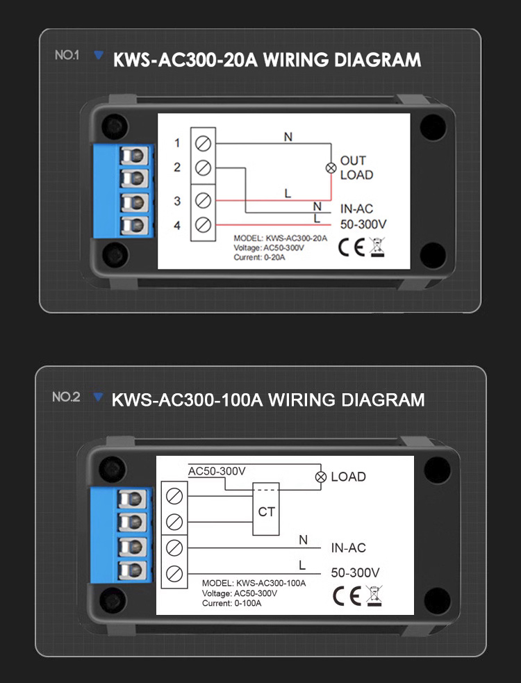 KEWEISI KWS-AC300-100A 6-in-1 Electricity Meter Electric Energy Meter ...