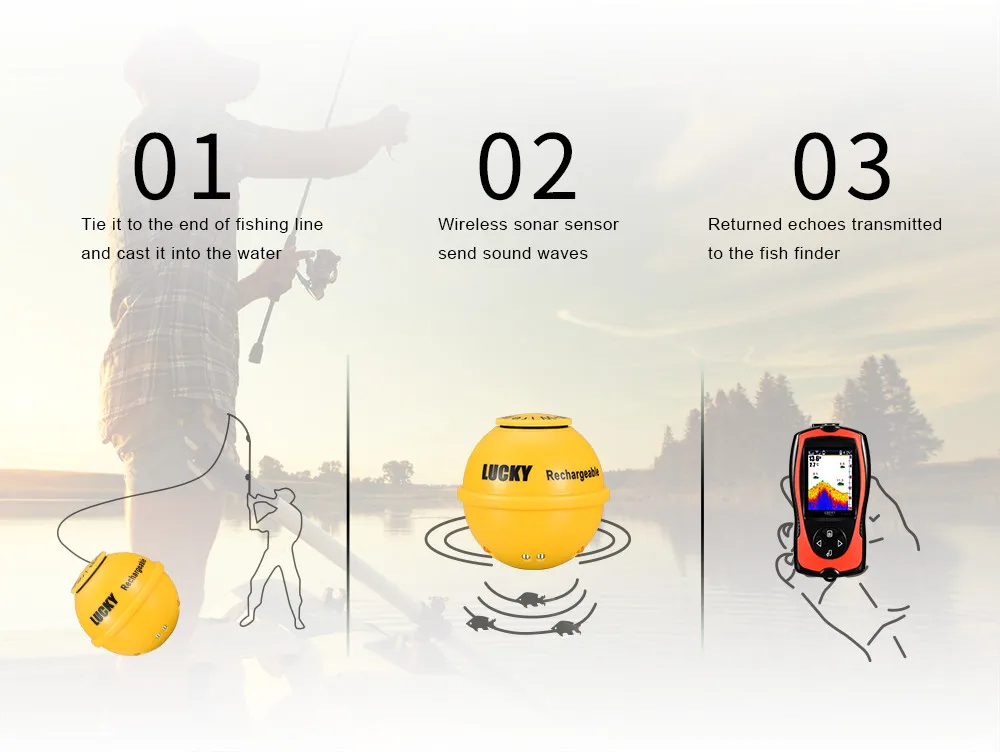 196.9FT Wireless Sonar Fish Finder Fish Tracking Device 2.4