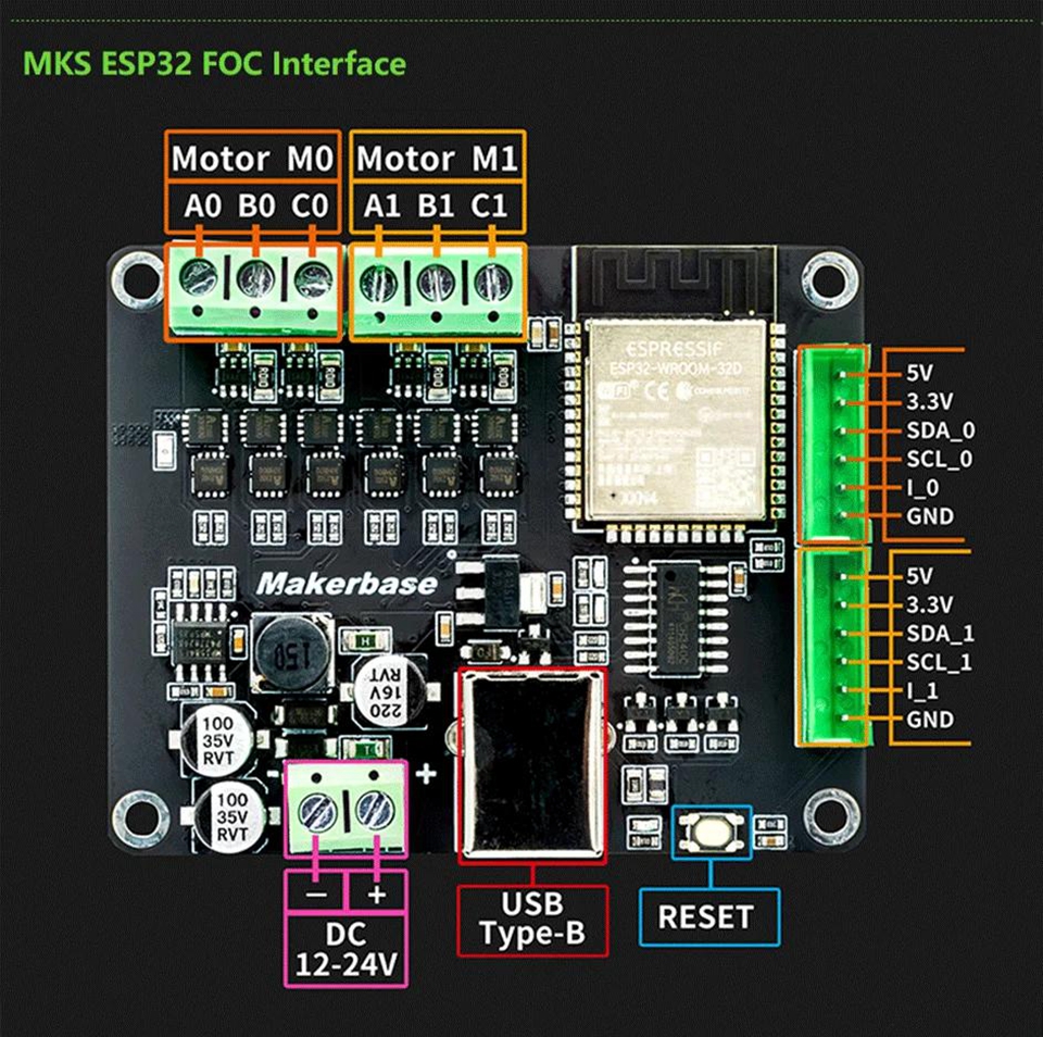 MKS ESP32 FOC V1.0 Integrated ESP32 2-Channel Opensource Driver Board ...