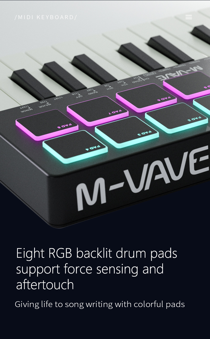 M-VAVE SMK-25 Black 25 Key MIDI Keyboard Controller with RGB