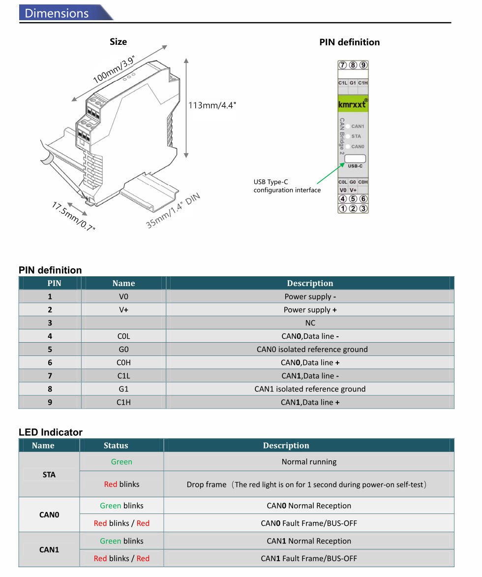 CAN Bridge 2 Industrial CAN Bus Repeater CAN Bus Bridge
